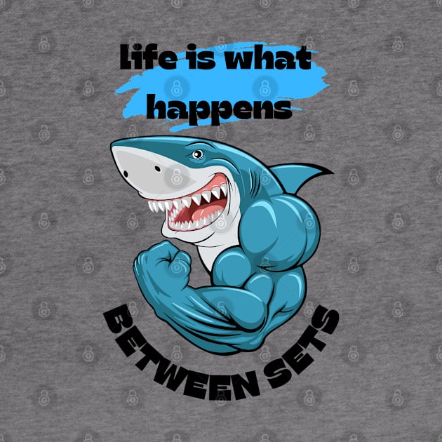 Bodybuilding Shark Sharing Wise Words by OFFdaWALLArt